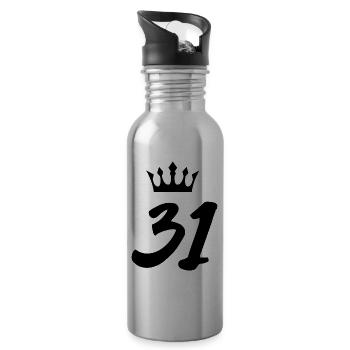 31 Number crown - Water bottle with straw - silver - Right