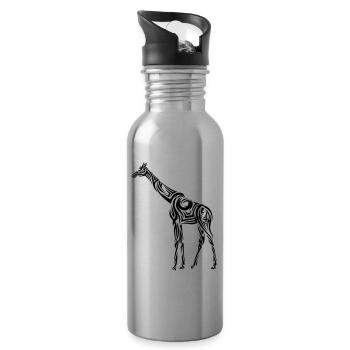 Tatouage tribal de girafe - Gourde avec paille intégrée - argent clair - Droite
