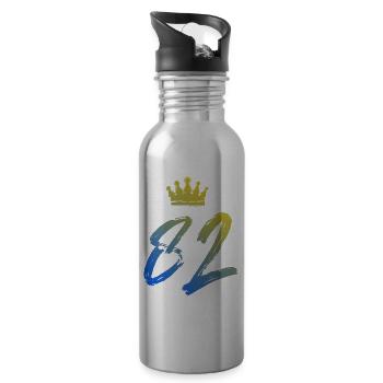82 Couronne numérique - Gourde avec paille intégrée - argent clair - Droite