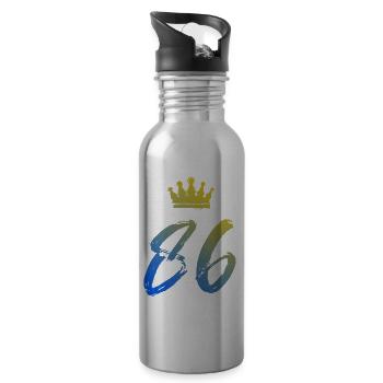 86 Zahl Krone - Trinkflasche mit integriertem Trinkhalm - Lightsilver - Rechts