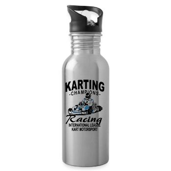 GoKart - Karting - Kart - Go Kart - Water bottle with straw - silver - Right