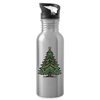 Christmas Tree Christmas - Water bottle with straw - silver - Right