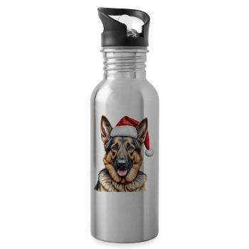 Chien de berger allemand de Noël - Gourde avec paille intégrée - argent clair - Droite