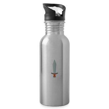 Achtung Kampfzwerg mit Schwert, klein aber oho... - Trinkflasche mit integriertem Trinkhalm - Lightsilver - Rechts