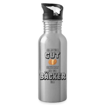 Bäcker Bäckerei Bäckermeister Geschenk Spruch - Trinkflasche mit integriertem Trinkhalm - Lightsilver - Rechts