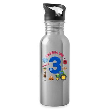 Lausbua und 3 - Trinkflasche mit integriertem Trinkhalm - Lightsilver - Rechts