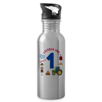 Lausbua und 1 - Trinkflasche mit integriertem Trinkhalm - Lightsilver - Rechts
