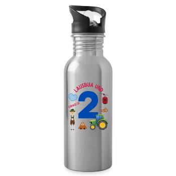 Lausbua und 2 - Trinkflasche mit integriertem Trinkhalm - Lightsilver - Rechts
