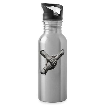 Holding hands - Water bottle with straw - silver - Right