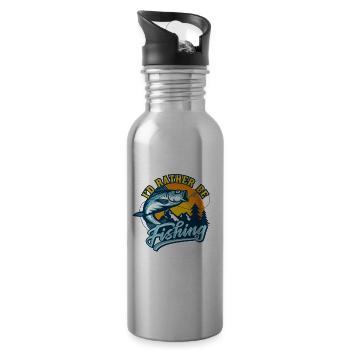 I'd rather be Fishing - Trinkflasche mit integriertem Trinkhalm - Lightsilver - Rechts