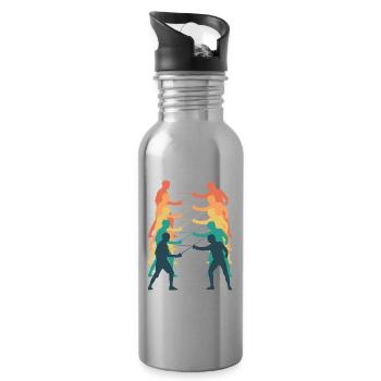 Fechten Retro - Trinkflasche mit integriertem Trinkhalm - Lightsilver - Rechts
