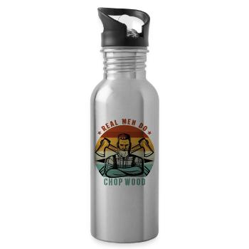 Real men do chop wood - Trinkflasche mit integriertem Trinkhalm - Lightsilver - Rechts
