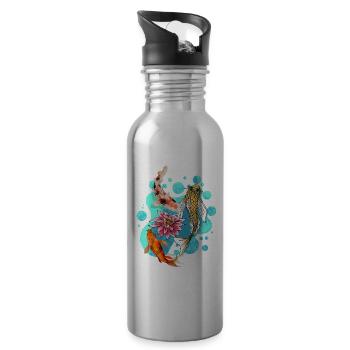 Koi Fish - Water bottle with straw - silver - Right