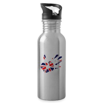 | d’empreinte de main Union Jack | du drapeau britannique Britannique - Gourde avec paille intégrée - argent clair - Droite