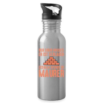 Maurer Lustige Sprüche - Trinkflasche mit integriertem Trinkhalm - Lightsilver - Rechts