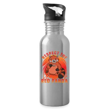 Respect the Red Panda - Water bottle with straw - silver - Right