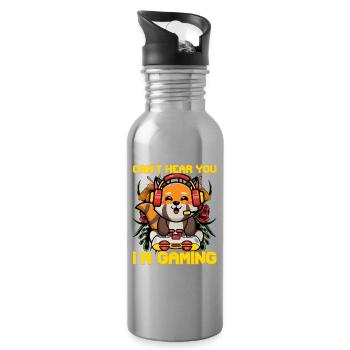 Can't hear you I'm gaming Katzenbär - Trinkflasche mit integriertem Trinkhalm - Lightsilver - Rechts