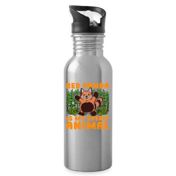 Red Panda is my Spirit Animal - Water bottle with straw - silver - Right
