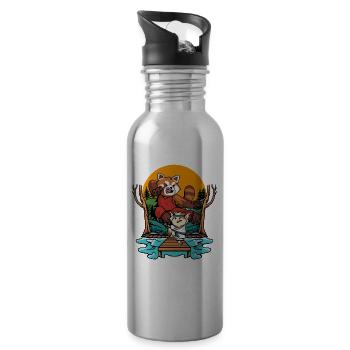 Roter Panda - Trinkflasche mit integriertem Trinkhalm - Lightsilver - Rechts
