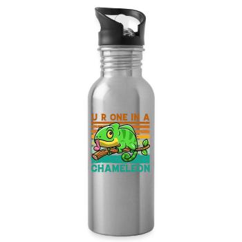 You are one in a Chameleon - Water bottle with straw - silver - Right