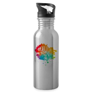 Chameleon Retro - Water bottle with straw - silver - Right