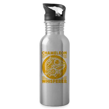 Chameleon Whisperer - Water bottle with straw - silver - Right