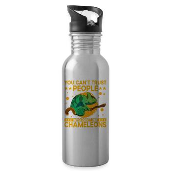 You can't trust people who don't like Chameleons - Trinkflasche mit integriertem Trinkhalm - Lightsilver - Rechts