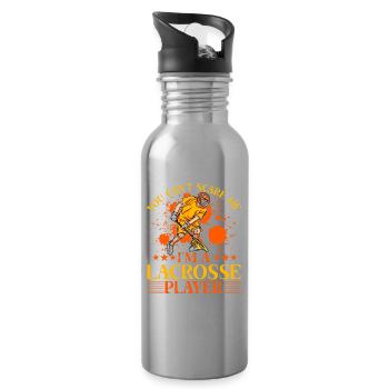 you can't scare me I'm a Lacrosse Player - Trinkflasche mit integriertem Trinkhalm - Lightsilver - Rechts