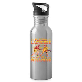 Playing Lacrosse is my Wellness - Trinkflasche mit integriertem Trinkhalm - Lightsilver - Rechts