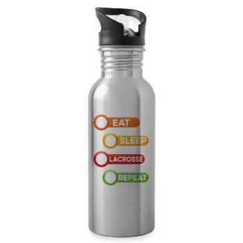 Eat Sleep Lacrosse Repeat - Trinkflasche mit integriertem Trinkhalm - Lightsilver - Rechts