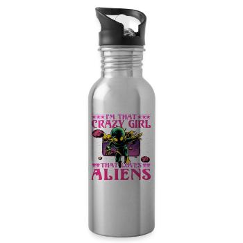 I'm that crazy Girl that loves Aliens - Trinkflasche mit integriertem Trinkhalm - Lightsilver - Rechts