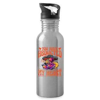 You have abducted my Heart Alien - Trinkflasche mit integriertem Trinkhalm - Lightsilver - Rechts