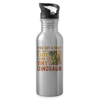 Drôle de dinosaure - Gourde avec paille intégrée - argent clair - Droite