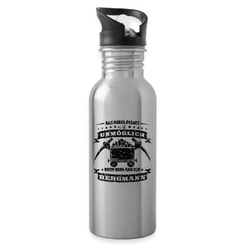 Bergbau Shirt Alle haben gesagt - Trinkflasche mit integriertem Trinkhalm - Lightsilver - Rechts