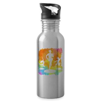 Trampolin - Trinkflasche mit integriertem Trinkhalm - Lightsilver - Rechts