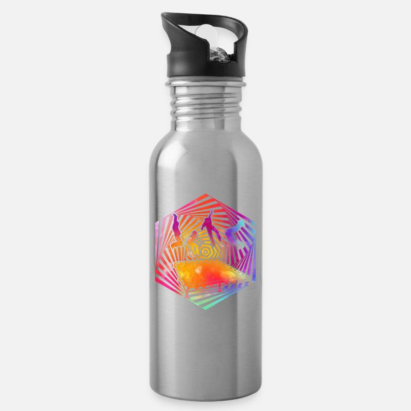 Trampolin - Trinkflasche mit integriertem Trinkhalm - Lightsilver