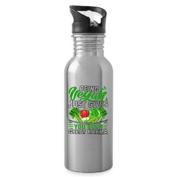 Being vegan just gives you such great karma - Trinkflasche mit integriertem Trinkhalm - Lightsilver - Rechts
