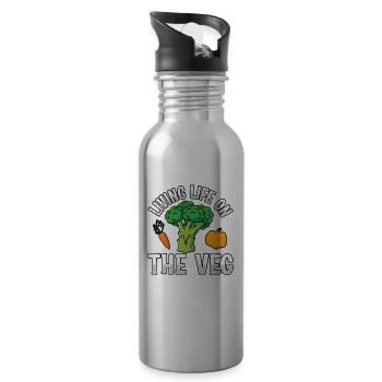 Living life on the veg vegan - Water bottle with straw - silver - Right