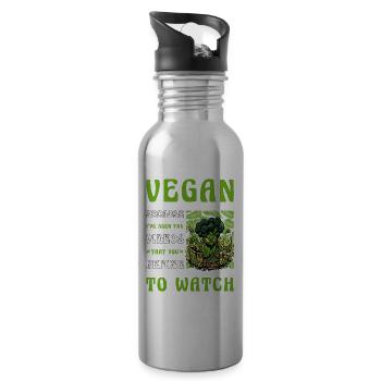 Vegan Lustige Sprüche - Trinkflasche mit integriertem Trinkhalm - Lightsilver - Rechts