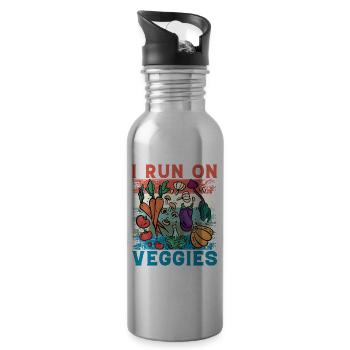 I run on Veggies Vegan - Trinkflasche mit integriertem Trinkhalm - Lightsilver - Rechts