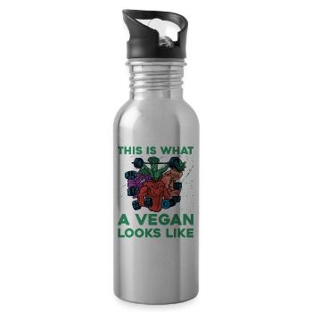 This is what a vegan looks like - Trinkflasche mit integriertem Trinkhalm - Lightsilver - Rechts
