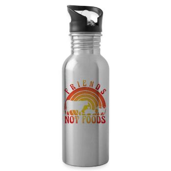 Vegan Friends not Foods - Trinkflasche mit integriertem Trinkhalm - Lightsilver - Rechts