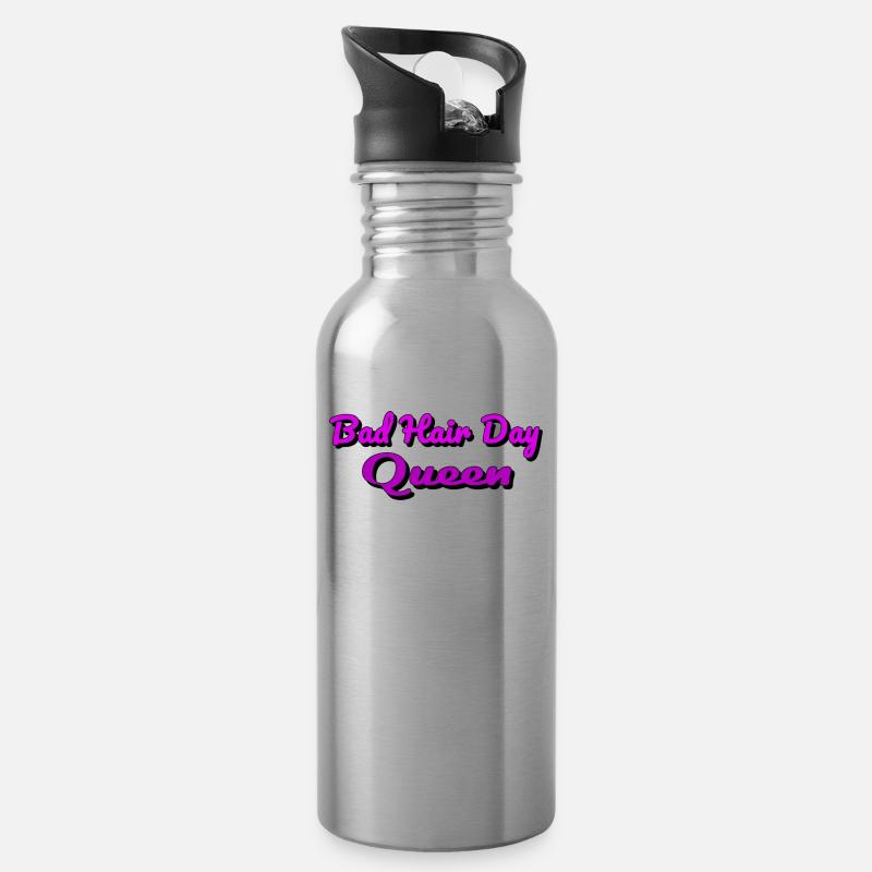 Bad Hair Day Queen - Trinkflasche mit integriertem Trinkhalm - Lightsilver