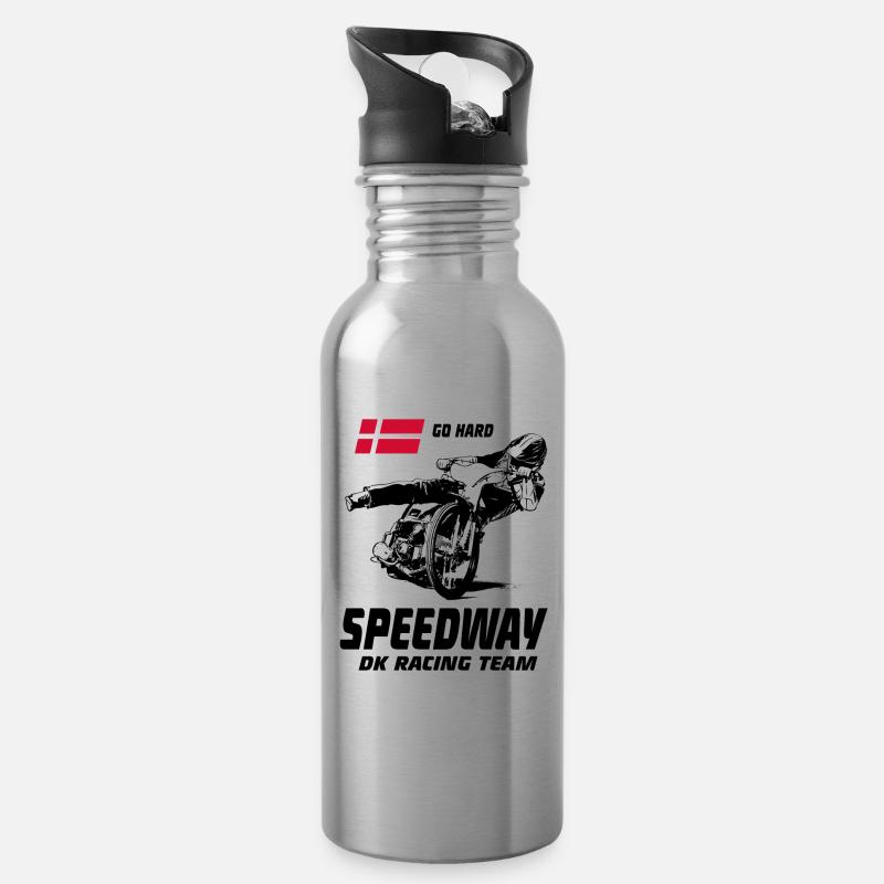 Speedway - Motorcycle Speedway - Trinkflasche mit integriertem Trinkhalm - Lightsilver