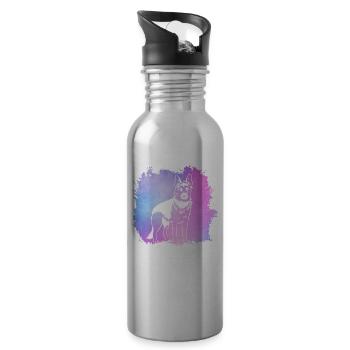 German Shepherd - Water bottle with straw - silver - Right