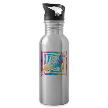 German Shepherd - Water bottle with straw - silver - Right