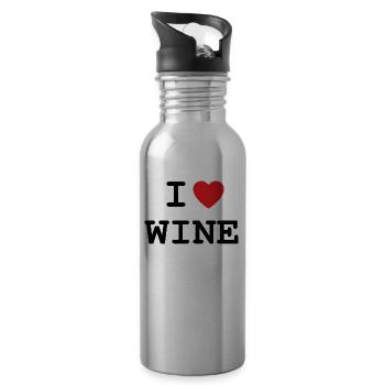 I love wine - T-shirt with heart - Water bottle with straw - silver - Right