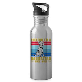 Pretend I'm a Dalmatian Woof Woof - Water bottle with straw - silver - Right