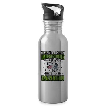 Never underestimate an old man with a dalmatian - Water bottle with straw - silver - Right