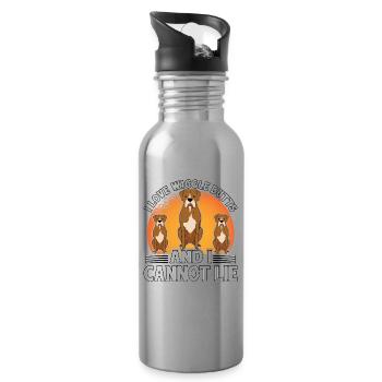 I love Wiggle Butts and I cannot Lie Boxer - Water bottle with straw - silver - Right